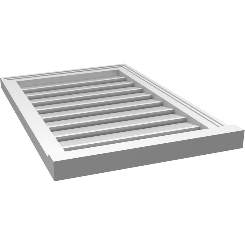 Évent à pignon fonctionnel en uréthane rectangulaire à fixation en surface, brun clair apprêté, H 30 po x l 20 po x P 2 po