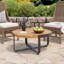  Table d'appoint de patio résistante aux intempéries avec base en métal robuste - teck-1246693902