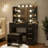 Vanity Table with LED Mirror, Charging Station, 5 Drawers and Stool-256438921