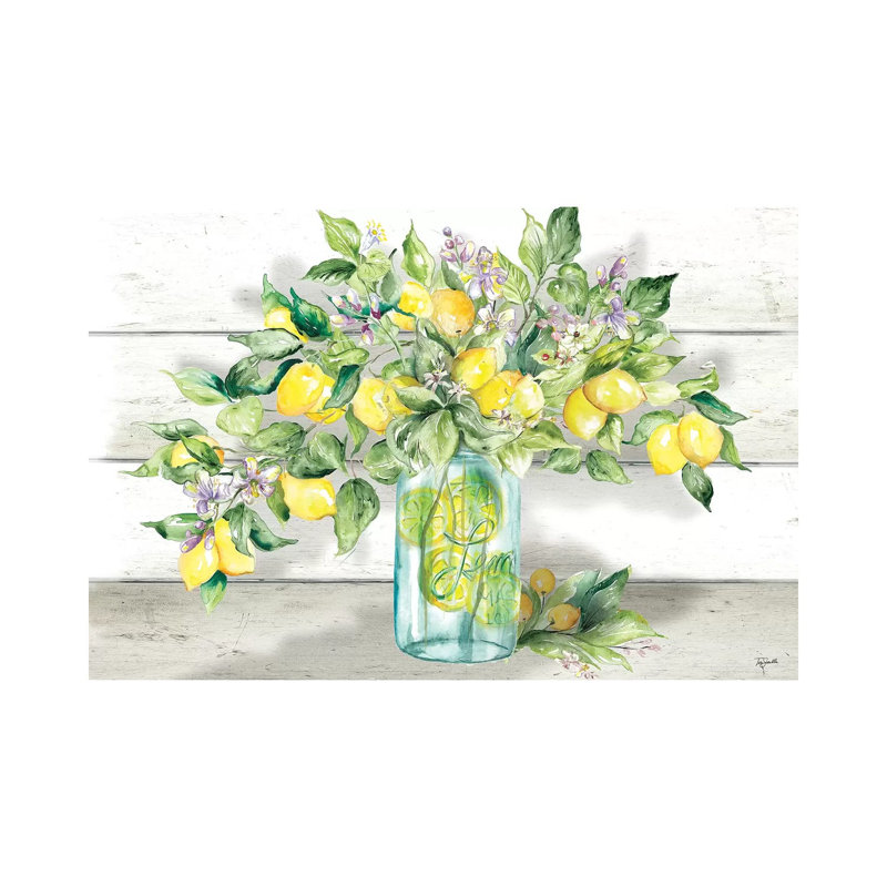 Lemons In Mason Jar Landscape - Wrapped Canvas Painting, 152.5 cm H x 101.5 cm W