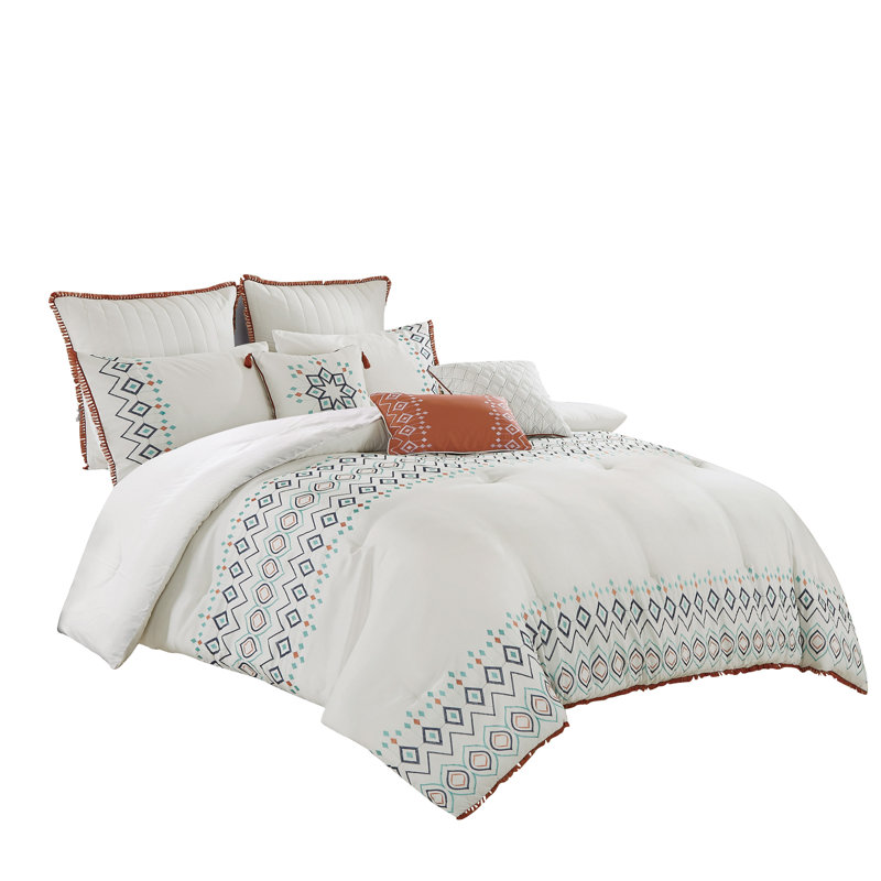 Lagan Channel Geometric Shapes Comforter, King Comforter + 7 Additional pieces