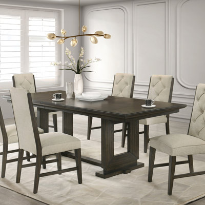 Ensemble de salle à manger 7 pièces rectangulaire extensible avec chaises rembourrées, idéal pour les rassemblements et le décor de salle à manger moderne