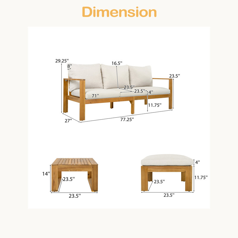 Ensemble de canapé modulaire d'extérieur 3 pièces