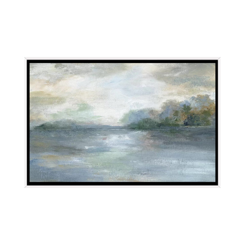 «Blue Ethereal» par Nan - impression, H 40 po x l 60 po x 1,5 po, Cadre blanc