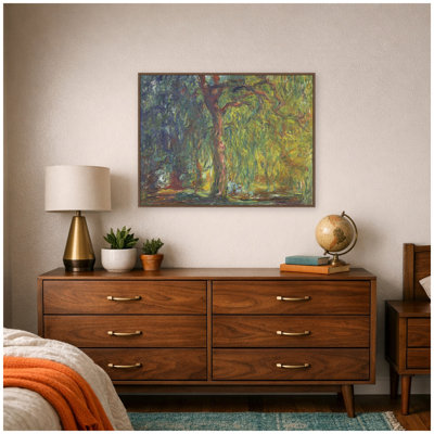 Weeping Willow Claude Monet by Nostalgia Prints Framed Canvas Wall Art Print