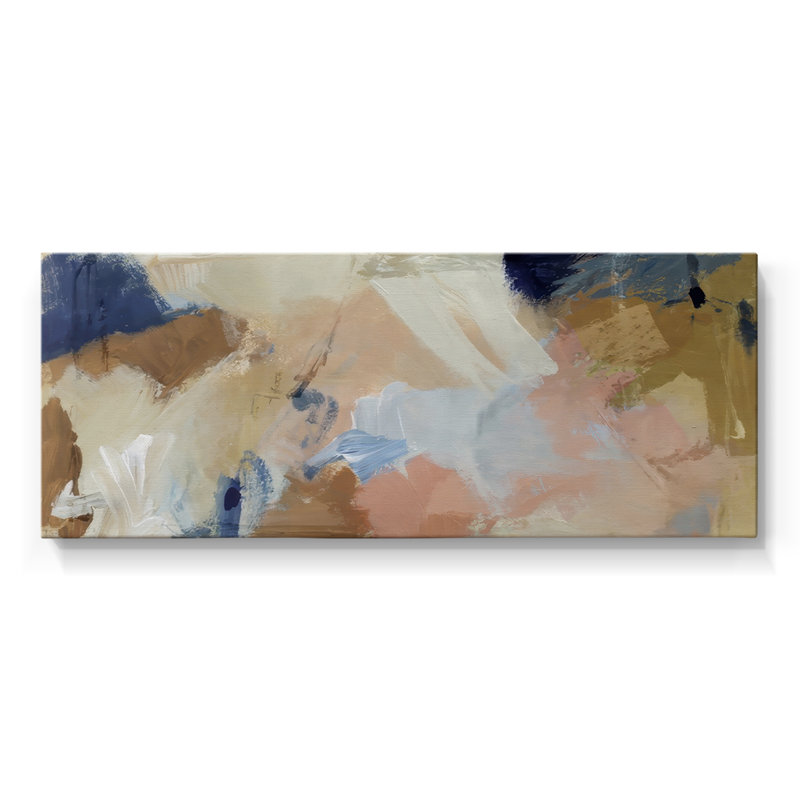 Apricot Navy Swirl II- Gallery Wrapped Canvas -Ready to Hang, 12" H x 30" W