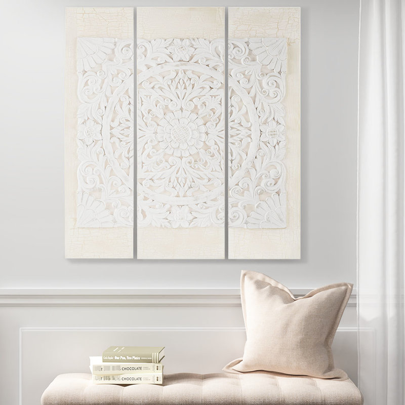 Art mural, 3 toiles en résine, attrait vieilli, l 11,8 po x H 35,5 po au centre et 9,25 po des côtés, intérieur, avec toile de cintres, charme rustique