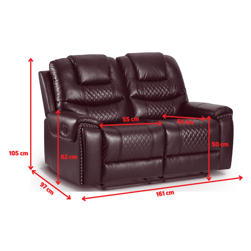 Jacki 2 Seater Manual Reclining Sofa, Brown Faux Leather