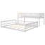 Lit superposé simple au-dessus de grand lit simple avec échelle et garde-corps, conception amovible, structure en bois de pin robuste-781134884