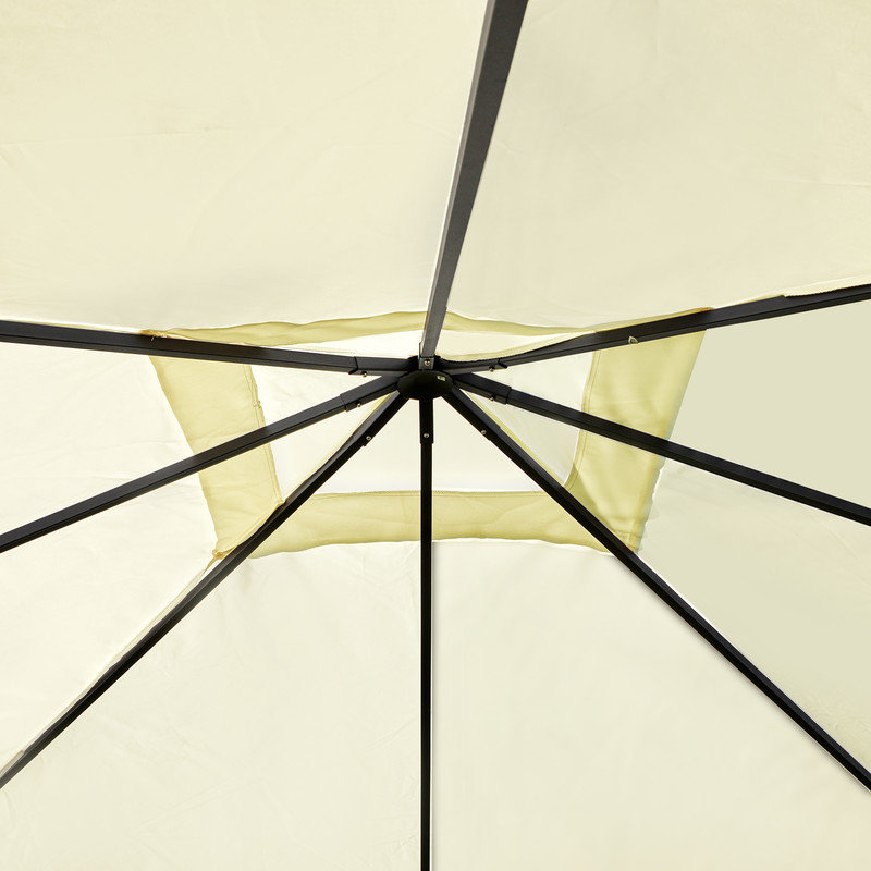Cream 3 x 3 Meters Outdoor Patio Gazebo with Water and UV Resistant Polyester Canopy and Powder-Coated Steel Frame for Garden and Backyard Use