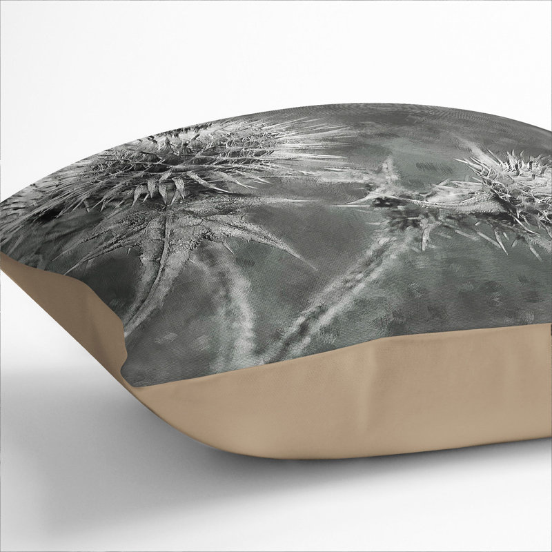 Thistle Flower Vol.5 Scatter Cushion with Filling, Stone, 40cm H x 40cm W x 15cm D