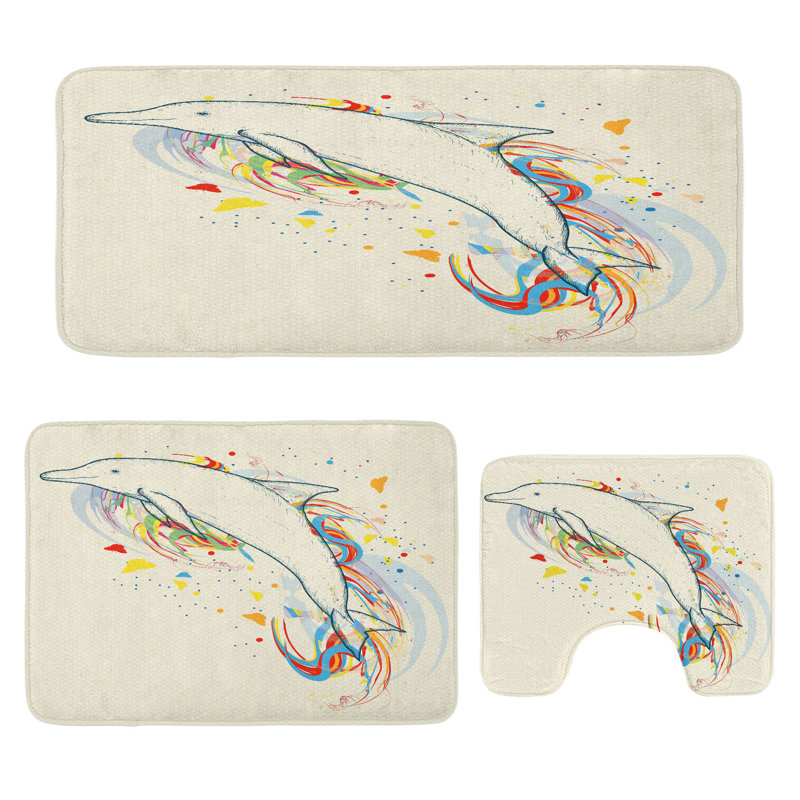  Multicolore ensemble de tapis en forme de U et de tapis rectangulaires Dolphin