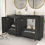 Meuble-lavabo autoportant 59 po Monterey + lavabo double en acrylique renforcé noir-538753572