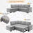 Sleeper Sectional Sofa, L-Shape Sofa-Bed with Storage Ottoman and Arm Storage