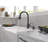 Capertee Matte Black Kitchen Faucet with Pull Down Sprayer and Soap Dispenser, Modern Single Hole Kitchen Sink Faucet, Single Handle, Matte Black-86678070