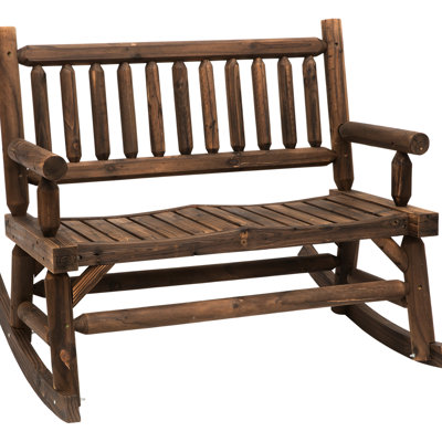 2 chaises berçantes de patio avec design - solides et relaxantes en noyer pour le jardin en bois de construction en rondins, sièges spacieux, confortables
