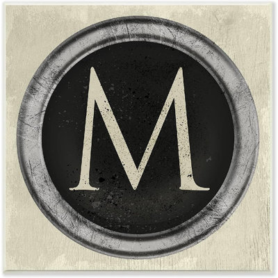 Letter M Initial Vintage Shape Typewriter Key, Wa Single Picture Frame Textual Art on MDF