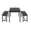 Ensemble de table de salle à manger 3 pièces de style campagnard avec 2 bancs assortis, table de salle à manger rectangulaire en bois avec structure en métal et petit coin-repas-129515501-129515506-129515507
