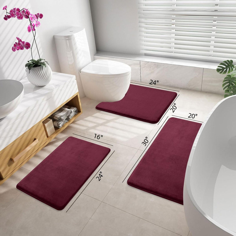 Tapis de bain en mousse viscoélastique 24 po x 16 po, tapis de salle de bain anti-dérapant très doux pour tapis de salle de bain, bleu marine
