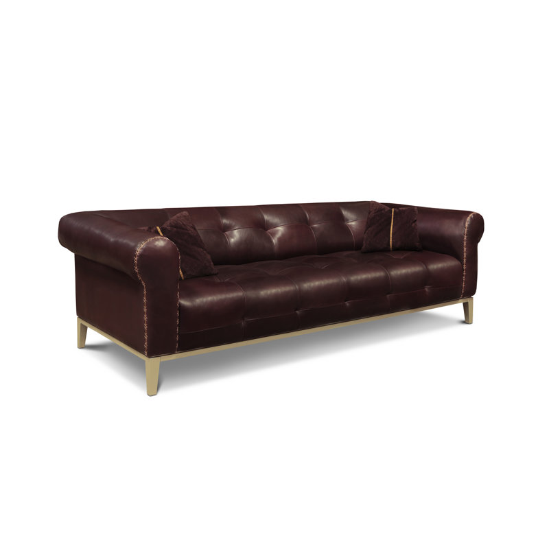 Sloanestreet Leather Sofa, Palomino (Maestro Artisano), Stainless Steel