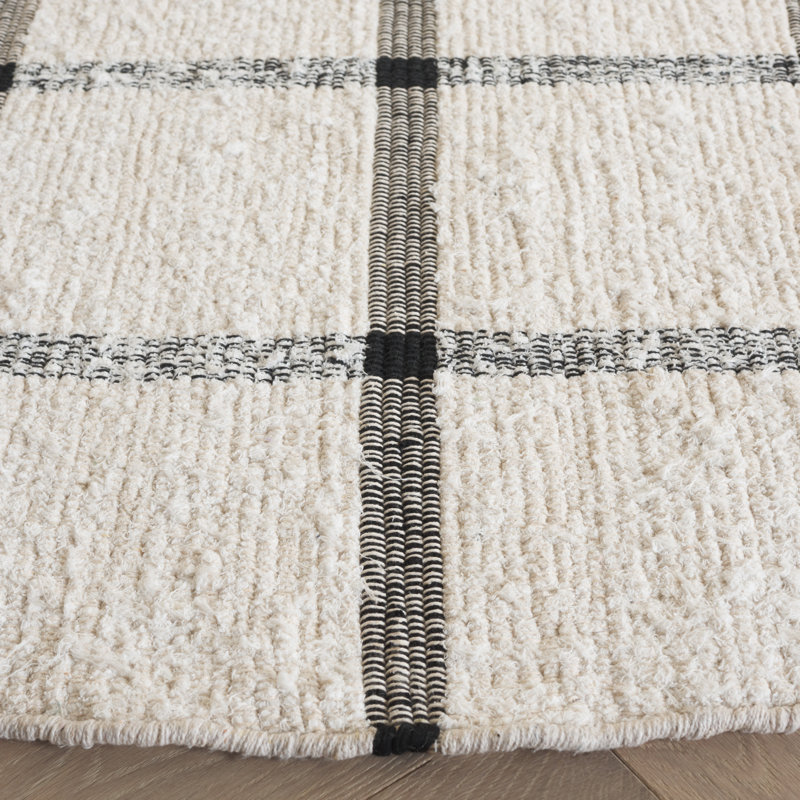 Tapis Montauk 322 ivoire / noir, Rond 6 pi