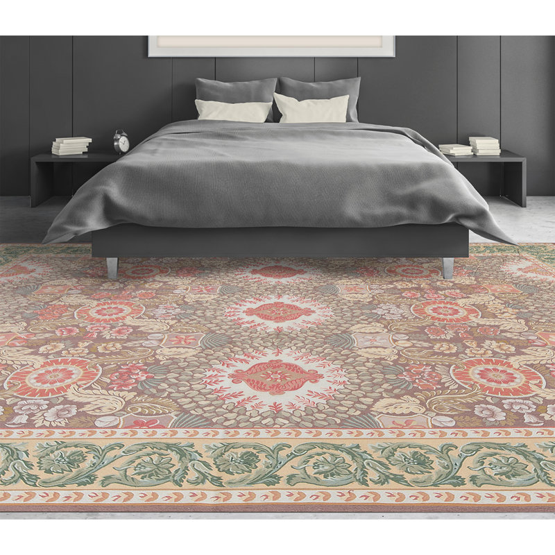 Hand-Knotted High-Quality Brown and Green Area Rug