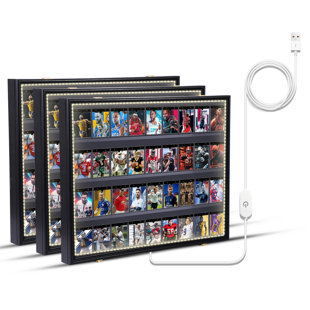 Horizontal Lockable Sports Card Display Case with LED, 36-Slot, UV Protection, Acrylic (3 Pack) (Set of 3)
