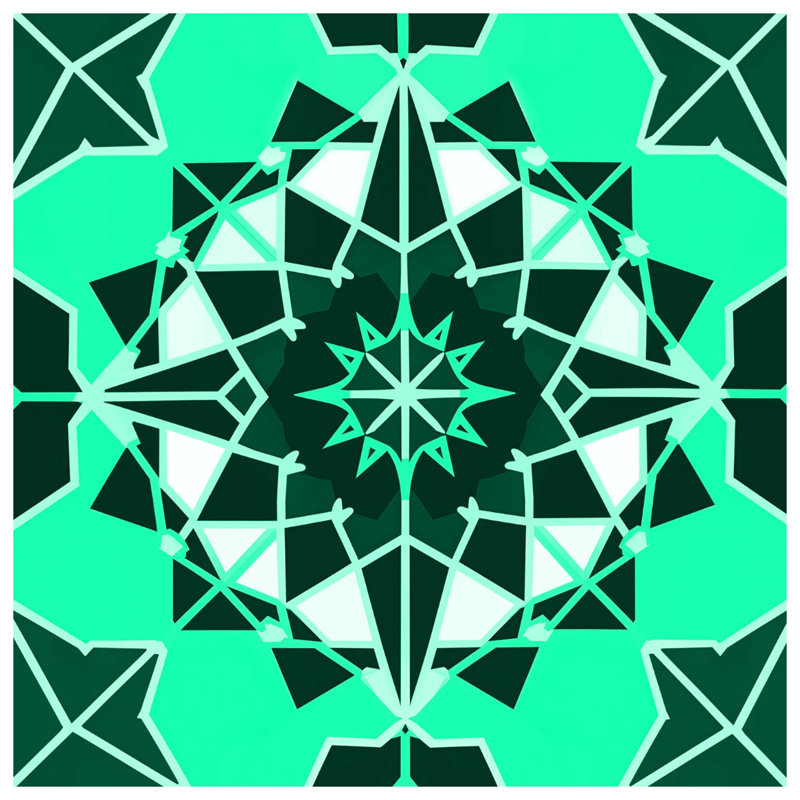Tapisserie murale verte à motif kaléidoscope - Décoration murale kaléidoscope, H 104 po x 88 avec 4 œillets