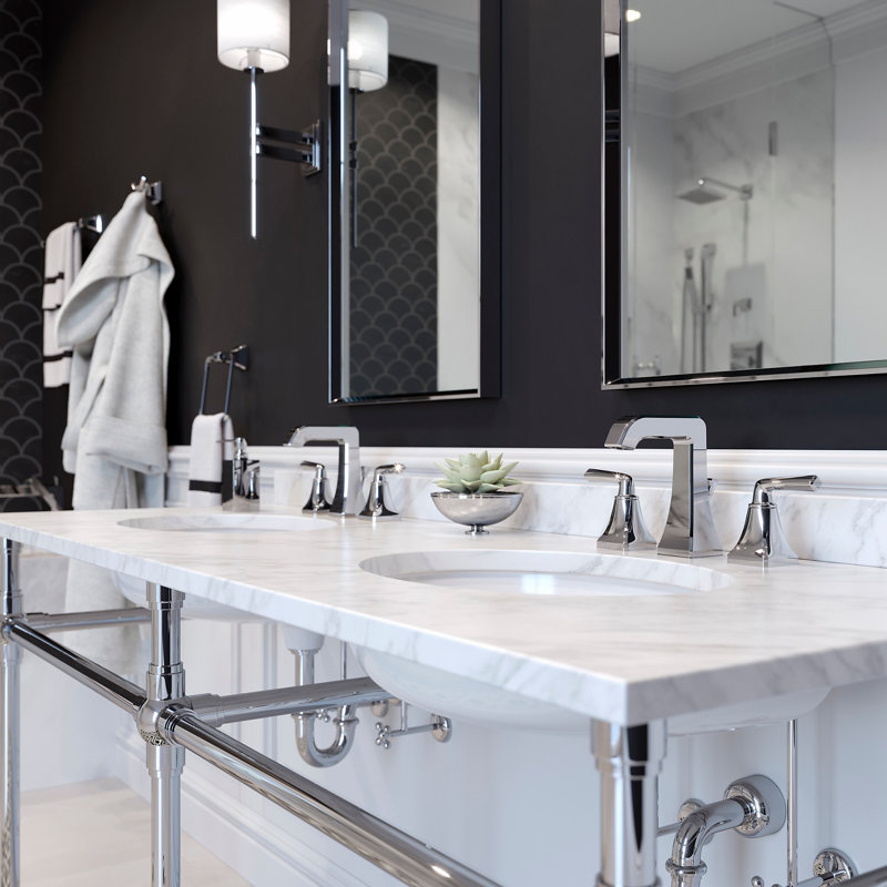 Park Avenue Widespread Bathroom Faucet with Drain Assembly, Polished Chrome