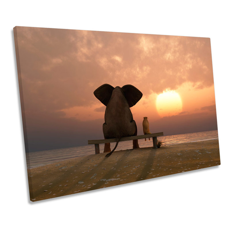 Best Friends Sunset Beach - Wrapped Canvas Print, 30.5cm H x 45.7cm W