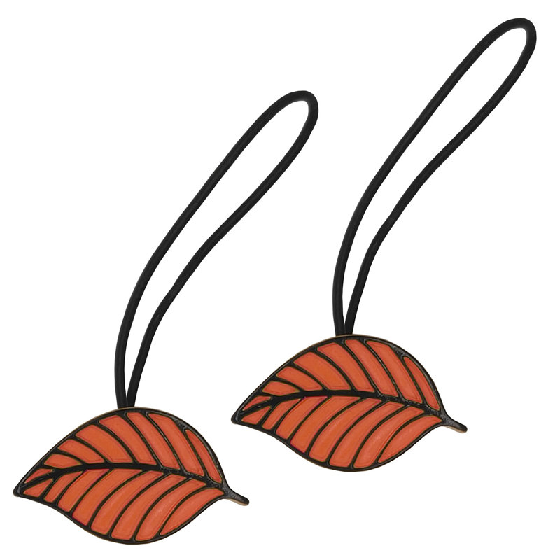 Terracotta Resin Leaf Pattern Magnetic Curtain Tiebacks, Set of 2