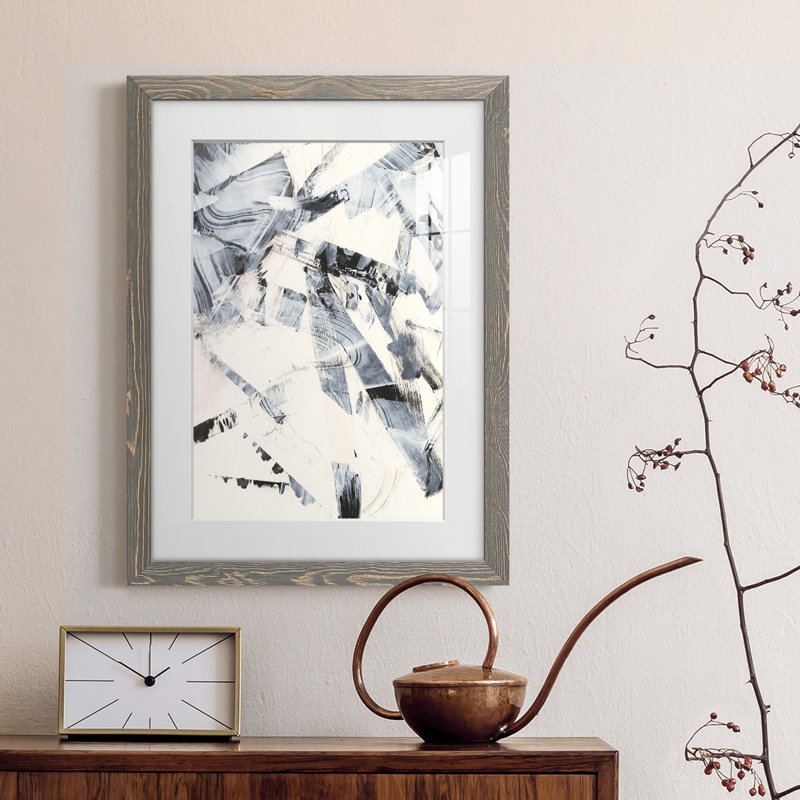 «Fractured Ice I», peinture sur toile encadrée, Cadre gris, H 20 po x l 17 po x P 1 po