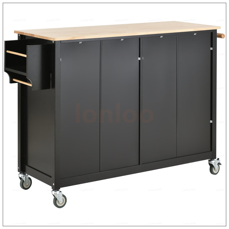 Versatile Kitchen Island Cart With Solid Wood Top, Ample Storage, And Locking Wheels For Enhanced Mobility And Organization