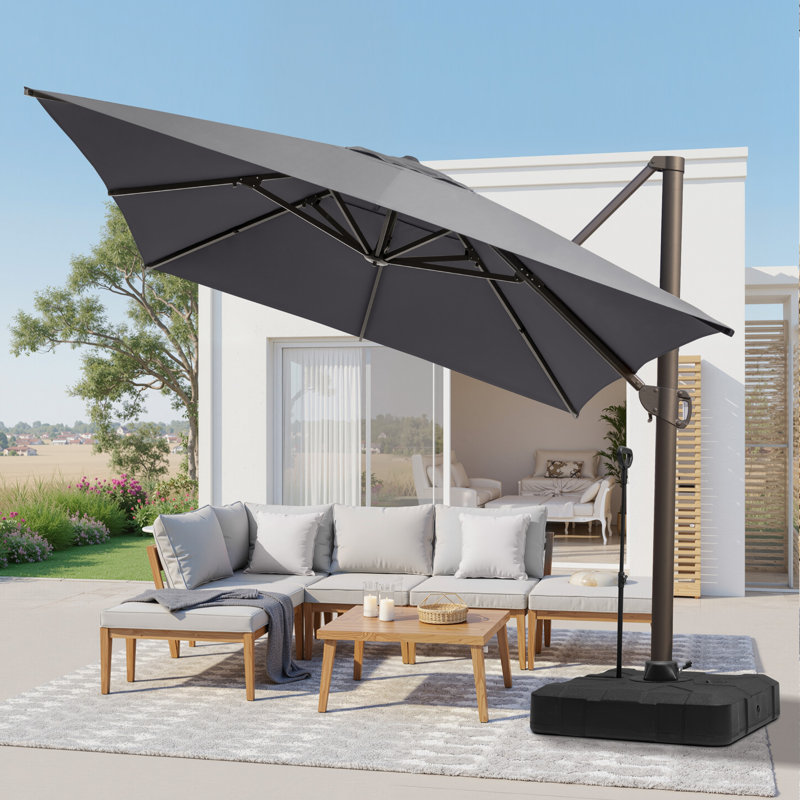 Parasol extérieur en porte-à-faux 153 po x 116 po avec base Easy-Move | Mobilité d'une personne, Gris foncé