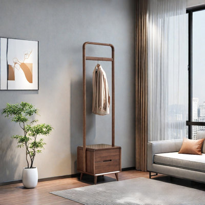 Solid Wood Coat Rack Doubling as Nightstand