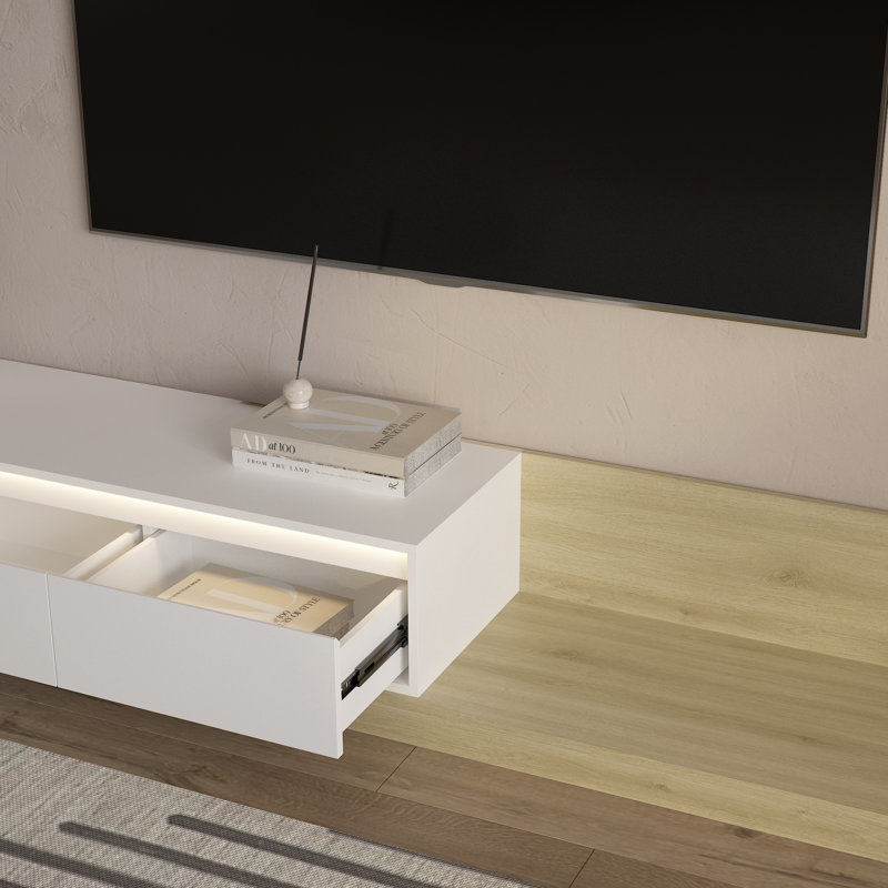 Meuble télé moderne avec lumières DEL, White