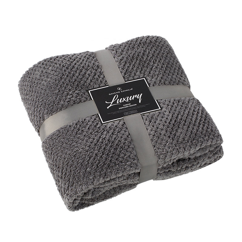 Teddy Popcorn Waffle Throw Blanket Soft Warm Cosy Lightweight Waffle Decorative Blanket for Sofa Couch Bed Bedroom Living Room