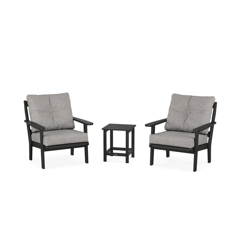 Cape Cod 3-Piece Deep Seating Set, Grey Revolution®, Charcoal Black