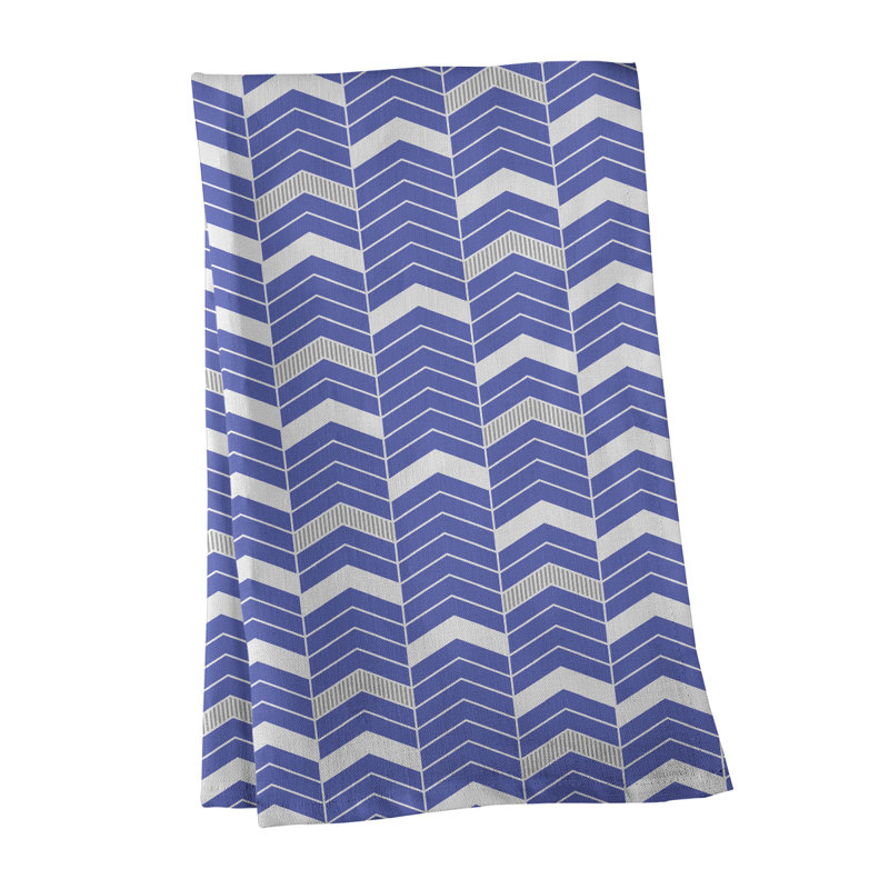 Stephenie Tea Towel Kitchen Towel, Royal Blue/Gray, Cotton Twill
