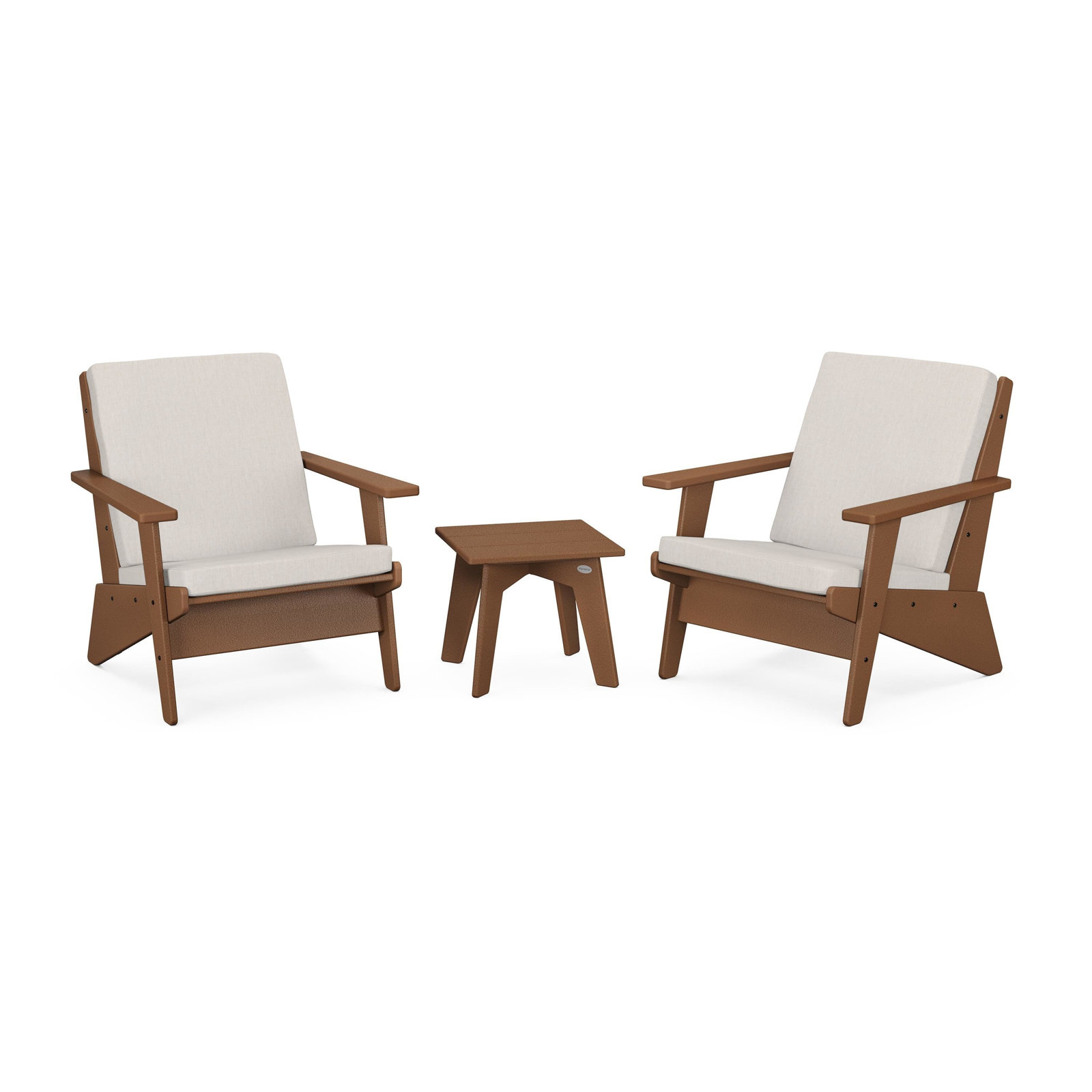 Riviera Modern Lounge 3-Piece Set, Teak, Cast Ash