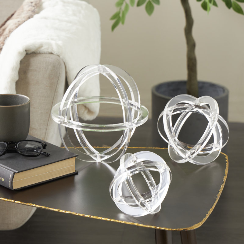 Guntmar Acrylic Plastic Delicate Geometric Decorative Clear Sculpture Set