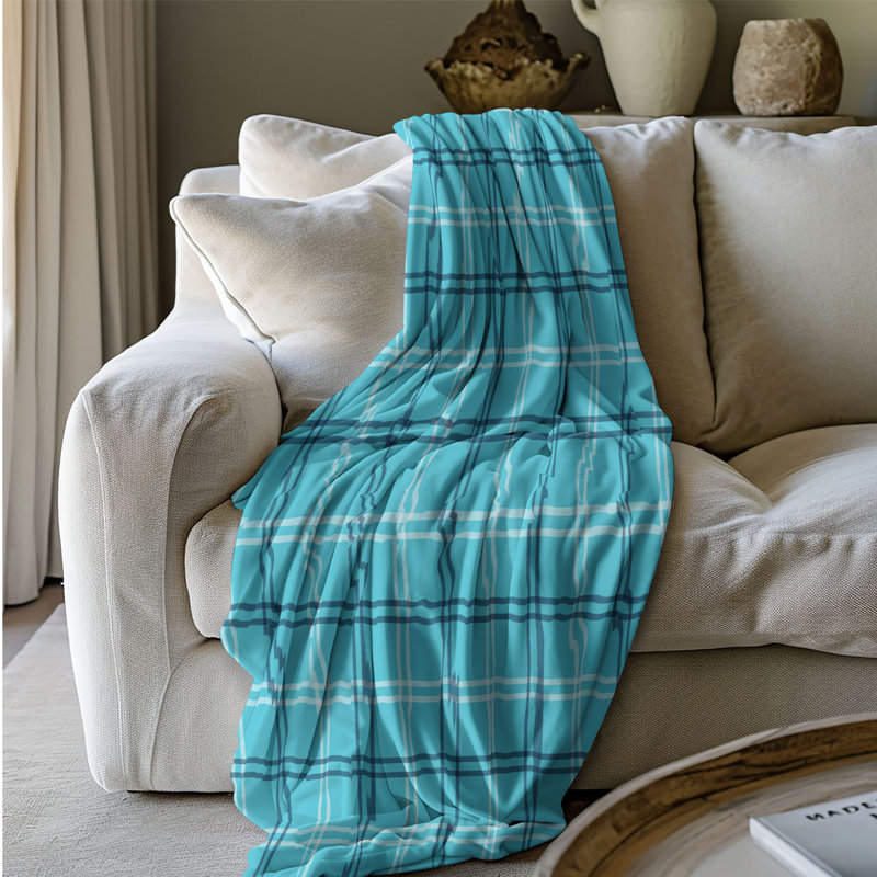 Flanelle bleue - couverture en sherpa de qualité supérieure 1 pièce, Grand lit