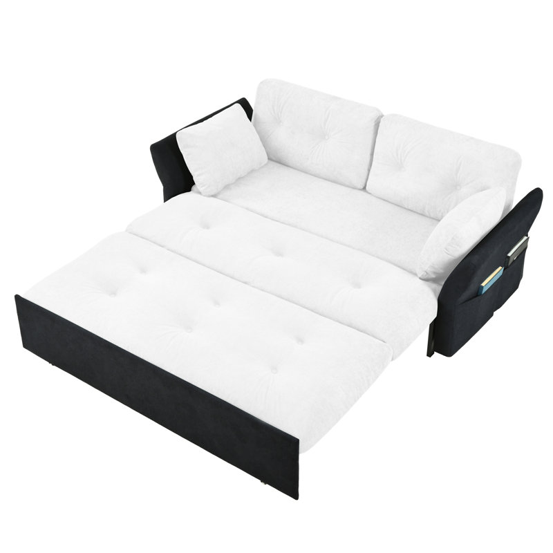 Convertible Pull Out Sofa Bed Queen Size, White