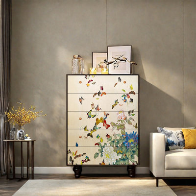 Armoire à cinq tiroirs en bois de pin rustique