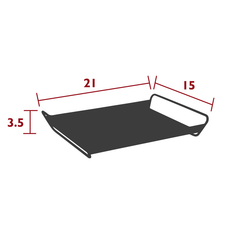 Plateau en acier inoxydable Alto, H 3,5 po x l 21 po x P 15 po, Romarin
