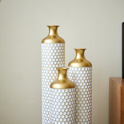 Floor Metal Vase, 3-Piece Set