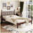 Queen Size Wood Platform Bed with Gourd Shaped Headboard,Retro Style Platform Bed with Wooden Slat Support-505280984