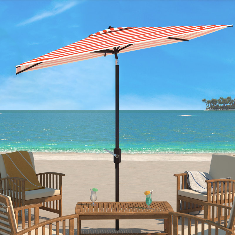 Parasol de marché rectangulaire 9 pi 85 po x 6 pi 86 po Torrens, Orange/Blanc