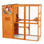 Chat d'extérieur de 70 po de hauteur, 4 conceptions avec fenêtres en filet, 2 salles de repos, plateformes, abri, motifs colorés oranges pour animaux de compagnie