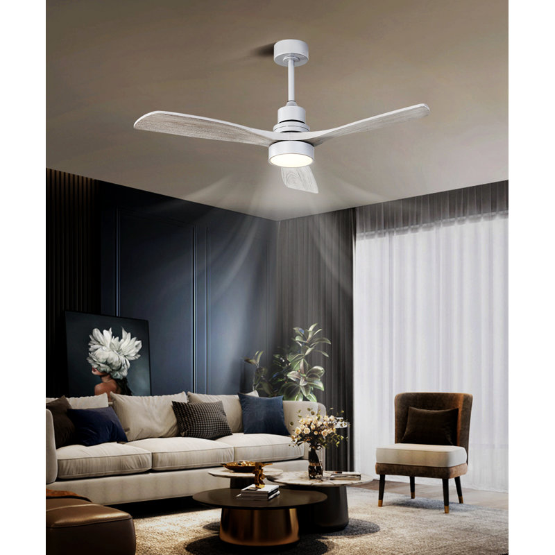 Ventilateur de plafond à DEL de 51,96 po avec télécommande et ensemble d'éclairage inclus